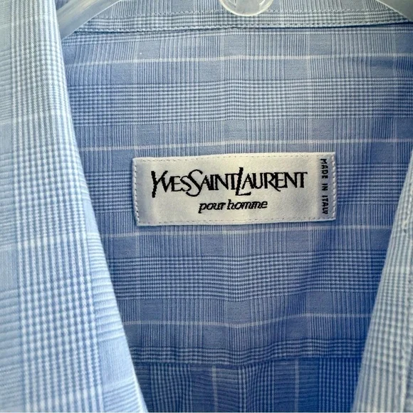 Yves Saint Laurent Long Sleeve Shirt, Blue, Size 17 1/2, 44